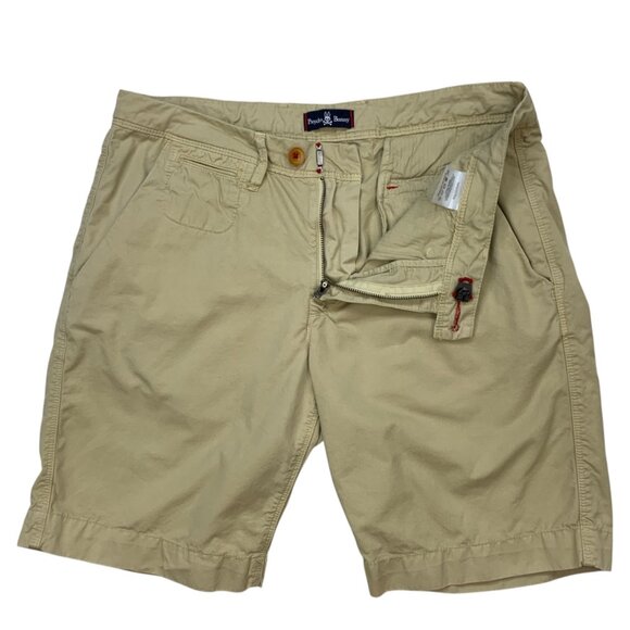Psycho Bunny Mens Flat Front Shorts 32 Light Khaki Classic Fit Zip Fly Resort - Picture 3 of 12